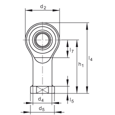 杆端轴承 GIKSR20-PS, 根据 DIN ISO 12 240-4 标准，特种钢材料，带右旋内螺纹，免维护
