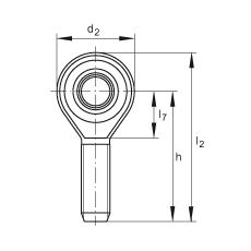 杆端轴承 GAKSR14-PS, 根据 DIN ISO 12 240-4 标准，特种钢材料，带右旋外螺纹，免维护