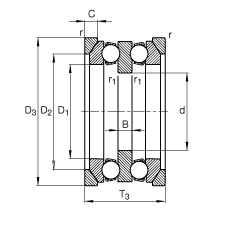 推力深沟球轴承 54220 + U220, 根据 DIN 711/ISO 104 标准的主要尺寸，单向，带球面轴承座圈和一个或两个座圈，可分离