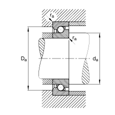 推力角接触球轴承 BSB050100-T, 单向，接触角 α = 60°，限制公差