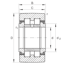 支撑型滚轮 PWTR4090-2RS, 满装滚子，轴向引导，两侧唇密封