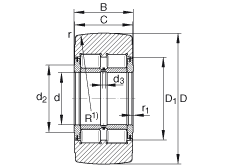 支撑型滚轮 NNTR100X240X105-2ZL, 满装滚子，轴向引导，两侧唇密封