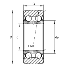 滚轮 LR50/6-2RSR, 双向，两侧密封