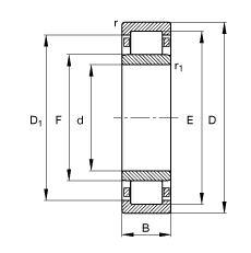 圆柱滚子轴承 NU2324-E-M1, 根据 DIN 5412-1 标准的主要尺寸, 非定位轴承, 可分离, 带保持架