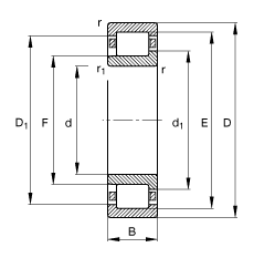 圆柱滚子轴承 NJ2328-E-M1, 根据 DIN 5412-1 标准的主要尺寸, 半定位轴承, 可分离, 带保持架
