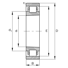 圆柱滚子轴承 N1019-K-M1-SP, 浮动轴承，带锥孔，锥度 1:12，可分离，带保持架，减少的径向内部游隙，加严公差