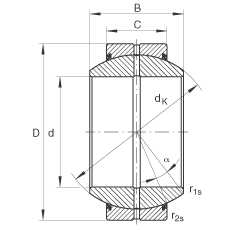 关节轴承 GE140-FO-2RS, 根据 DIN ISO 12 240-1 标准, 需维护，两侧唇密封