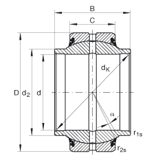 关节轴承 GE50-HO-2RS, 根据 DIN ISO 12 240-1 标准, 需维护，两侧唇密封