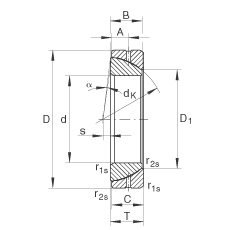 角接触关节轴承 GE60-SX, 根据 DIN ISO 12 240-2 标准，需维护