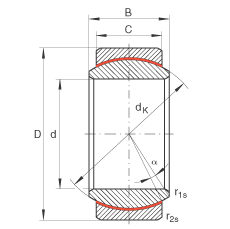 关节轴承 GE6-UK, 根据 DIN ISO 12 240-1 标准，免维护