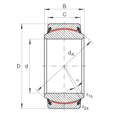 关节轴承 GE20-UK-2RS, 根据 DIN ISO 12 240-1 标准, 免维护，两侧唇密封