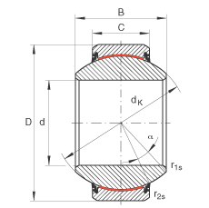 关节轴承 GE70-FW-2RS, 根据 DIN ISO 12 240-1 标准, 免维护，两侧唇密封