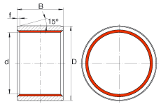 柱形滑动衬套 ZGB120X135X120, 根据 DIN ISO 4379 标准的圆柱滑套，免维护，两侧唇密封