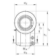 液压杆端轴承 GIHNRK110-LO, 根据 DIN ISO 12 240-4 标准，带右旋螺纹夹紧装置，需维护