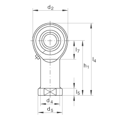 杆端轴承 GIKL12-PB, 根据 DIN ISO 12 240-4 标准，带左旋内螺纹，需维护