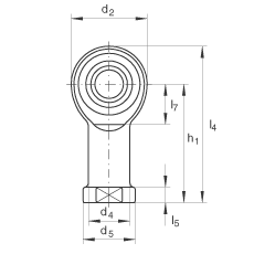杆端轴承 GIKR14-PW, 根据 DIN ISO 12 240-4 标准，带右旋内螺纹，需维护