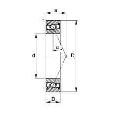 主轴轴承 HSS71926-E-T-P4S, 调节，成对安装，接触角 α = 25°，两侧唇密封，非接触，限制公差