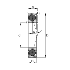 主轴轴承 HCB7203-C-T-P4S, 调节，成对或单元安装，接触角 α = 15°，陶瓷球，限制公差