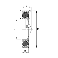 主轴轴承 HCB7022-E-T-P4S, 调节，成对或单元安装，接触角 α = 25°，陶瓷球，限制公差