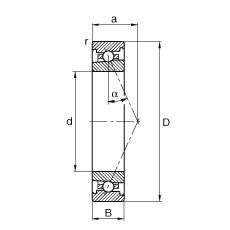 主轴轴承 HS7004-E-T-P4S, 调节，成对或单元安装，接触角 α = 25°，限制公差