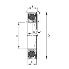 主轴轴承 HCB7012-C-2RSD-T-P4S, 调节，成对或单元安装，接触角 α = 15°，陶瓷球，两侧唇密封，非接触，限制公差