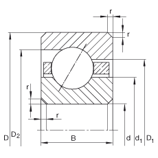 薄截面轴承 CSEB045, 角接触球轴承，类型E，运行温度 -54°C 到 +120°C