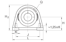 直立式轴承座单元 RSHE20-N, 铸铁轴承座，带偏心锁圈的外球面球轴承，R 密封