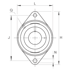 轴承座单元 LCJT40-N, 带两个螺栓孔的法兰的轴承座单元，铸铁， 偏心锁圈， L型密封，适合温度从 -40°C 到 +180°C