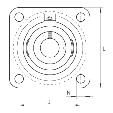 轴承座单元 RCJ1/2, 四角法兰轴承座单元，铸铁，根据 ABMA 15 - 1991, ABMA 14 - 1991, ISO3228 带有偏心紧定环，R型密封，英制
