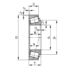 圆锥滚子轴承 32934, 根据 DIN ISO 355 / DIN 720 标准的主要尺寸，可分离，调节或成对