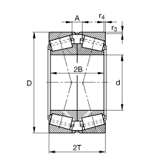 圆锥滚子轴承 32244-A-N11CA, 根据 DIN ISO 355 / DIN 720 标准的主要尺寸，可分离，X型成对布置，有轴向内部游隙