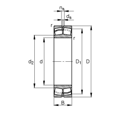 调心滚子轴承 23038-E1A-M, 根据 DIN 635-2 标准的主要尺寸