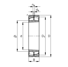 调心滚子轴承 24128-E1-K30, 根据 DIN 635-2 标准的主要尺寸, 锥孔，锥度 1:30