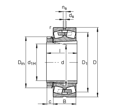 调心滚子轴承 23936-S-K-MB + H3936, 根据 DIN 635-2 标准的主要尺寸, 带锥孔和紧定套