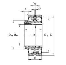 调心滚子轴承 239/630-B-K-MB + H39/630, 根据 DIN 635-2 标准的主要尺寸, 带锥孔和紧定套