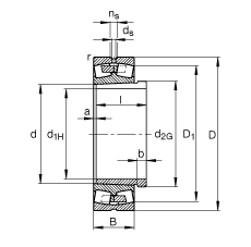 调心滚子轴承 241/710-B-K30-MB + AH241/710, 根据 DIN 635-2 标准的主要尺寸, 带锥孔和退卸套